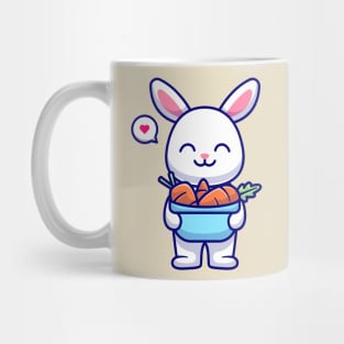 Cute Rabbit Bring Carrots In Bucket Cartoon Mug